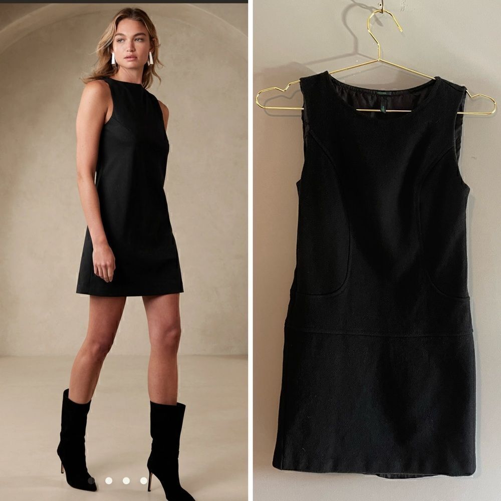 Stile Benetton Sleeveless Wool Mini Dress in Black | SZ XS